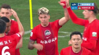 [进球视频]纳萨里奥不停球凌空抽射破门，河南1-0领先十人新鹏城